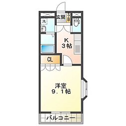 ドリームシャトー 1Kの間取図画像