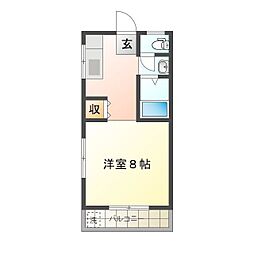 コーポ田中B 1Kの間取図画像