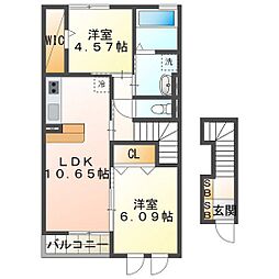 D-room桂A 2LDKの間取図画像