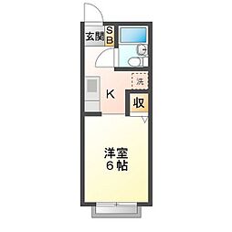 グランメール鈴鹿 1Kの間取図画像