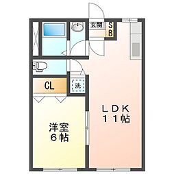パティオマエガワ 1LDKの間取図画像