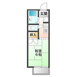 ポイント33 1Kの間取図画像