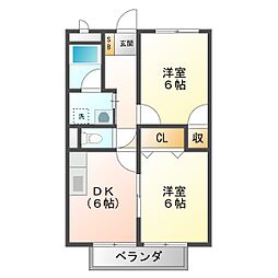 トウーンタウンミニー 2DKの間取図画像