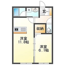 マグノリア玉垣 1LDKの間取図画像