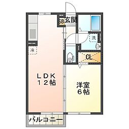 ロワール 1LDKの間取図画像