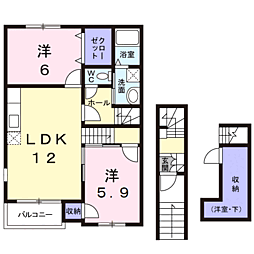 カーサミーア 2LDKの間取図画像