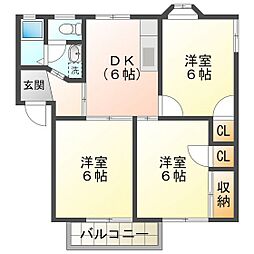 アメニティ佃B棟 3DKの間取図画像
