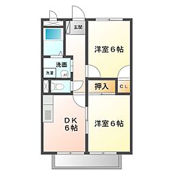 ハイツユーパート3 2DKの間取図画像