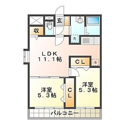 エクシブ22 2LDKの間取図画像
