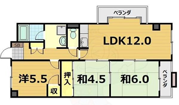 サンパレス山本 ｜京都府京都市左京区岩倉西宮田町(賃貸マンション3LDK・4階・63.00㎡)の写真 その2