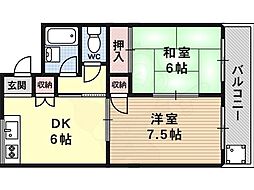ハイツ大八木 2DKの間取図画像