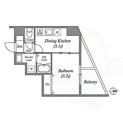 ARCA西京極 6階1DKの間取り