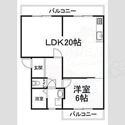 京福電気鉄道嵐山本線 蚕ノ社駅 徒歩3分の賃貸マンション 4階1LDKの間取り