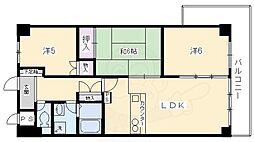 サウスビン 4階3LDKの間取り
