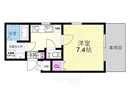 チコーベルメゾン東山 1階1Kの間取り