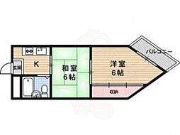 京都地下鉄東西線 二条駅 徒歩11分の賃貸マンション 4階2Kの間取り