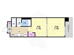 京都市南区吉祥院西ノ庄西浦町マンション 2Kの間取図画像