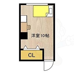 レヴィア北白川 ワンルームの間取図画像