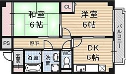トーシンハイツ桃山 1LDKの間取図画像