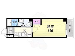 フラッティK＆S千本寺之内 2階1Kの間取り