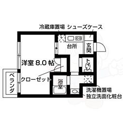 エスポワール二条城 1Kの間取図画像
