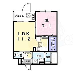 シャルマン唐橋南 1LDKの間取図画像