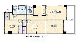 京都市営烏丸線 京都駅 徒歩5分の賃貸マンション 9階3LDKの間取り