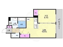 ベラジオ雅び京都洛北ガーデン 2階1LDKの間取り