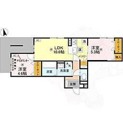 D-ROOM伏見駅前 2LDKの間取図画像