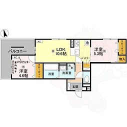 D-ROOM伏見駅前 2LDKの間取図画像