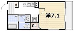 京都市山科区東野南井ノ上町アパート 1Kの間取図画像