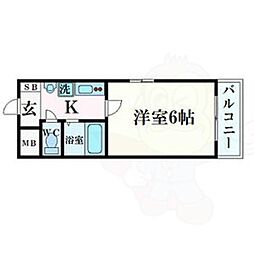 アスヴェル京都御所前2 1Kの間取図画像
