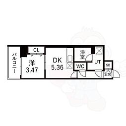 LW京都桜邸 1DKの間取図画像