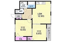 リエス西院 2LDKの間取図画像