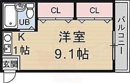 アースコート四ノ宮 ワンルームの間取図画像