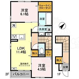 カルムベルフルール 2LDKの間取図画像