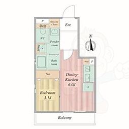 Live Flat京都西院 1DKの間取図画像