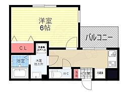 ヴィラ四条大宮 1Kの間取図画像