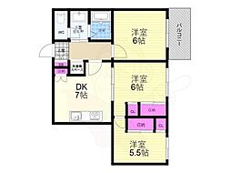 セントアミュー 3DKの間取図画像