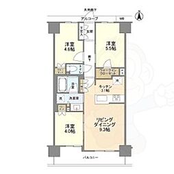 ファインレジデンス京都五条通 3LDKの間取図画像
