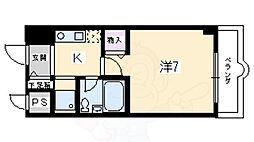 パラドール西院パート2 1Kの間取図画像