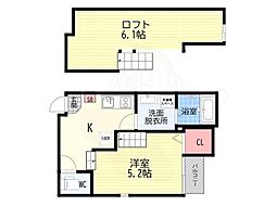 ハーモニーテラス栗栖野華ノ木町 1Kの間取図画像