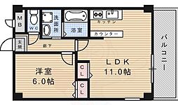 パストラーレ城南 1LDKの間取図画像