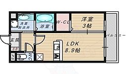 カーサ金森 1LDKの間取図画像