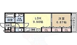 キャトルセゾン嵐山 1LDKの間取図画像