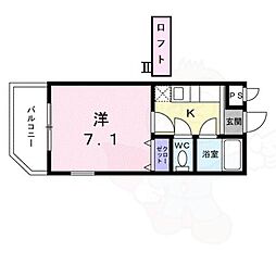 ピュアホーク 1Kの間取図画像