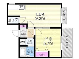ホワイトクレステ 1LDKの間取図画像