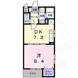 サニーフィールド 1DKの間取図画像