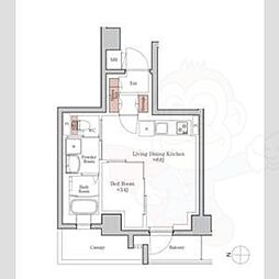 ジオエント四条大宮 1LDKの間取図画像