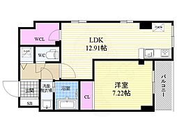 sawarabiparkhouse 1LDKの間取図画像
